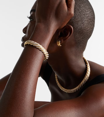 Sculpted Cable Flex 18kt gold bracelet with diamonds | David Yurman