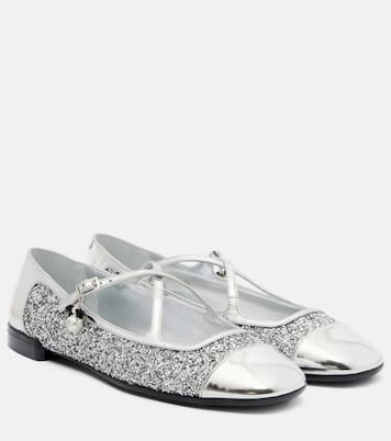 Eleri glitter leather ballet flats | Jimmy Choo