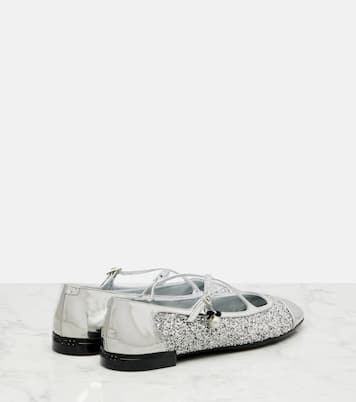 Eleri glitter leather ballet flats | Jimmy Choo