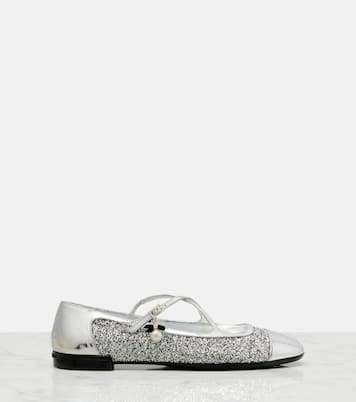 Eleri glitter leather ballet flats | Jimmy Choo