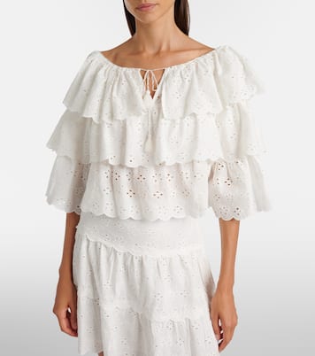 Broderie anglaise tiered cotton top | Rixo
