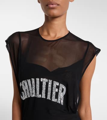 Vestido largo de malla con lentejuelas | Jean Paul Gaultier