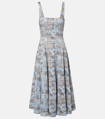 Wells floral cotton poplin midi dress | Staud