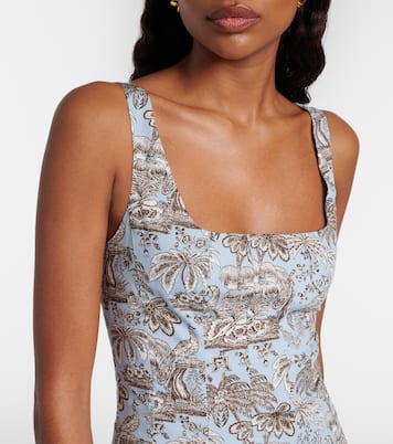 Wells floral cotton poplin midi dress | Staud