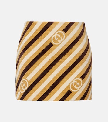 Interlocking G striped velvet and chenille miniskirt | Gucci