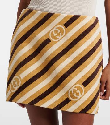 Interlocking G striped velvet and chenille miniskirt | Gucci