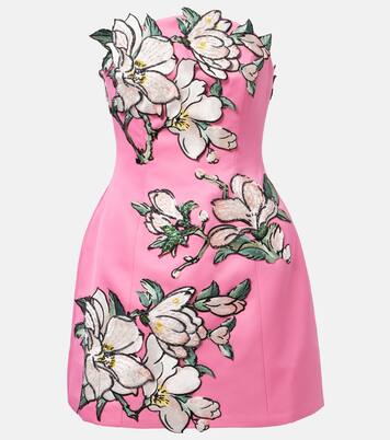 Floral-appliqué embroidered minidress | Leo Lin
