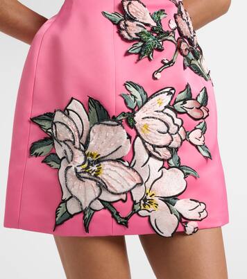Floral-appliqué embroidered minidress | Leo Lin