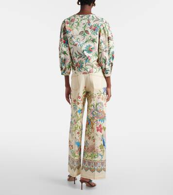 Jeans anchos estampados con cinturón | Etro