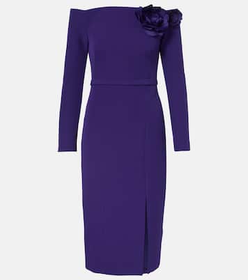 Jay floral-appliqué crêpe midi dress | Safiyaa