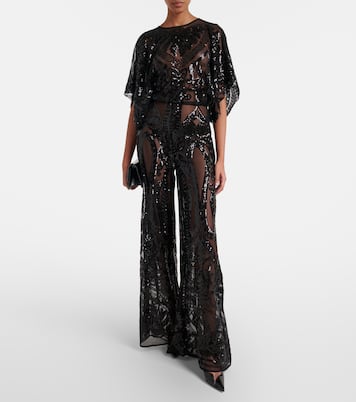 Jumpsuit Obie aus Mesh mit Pailletten | Norma Kamali