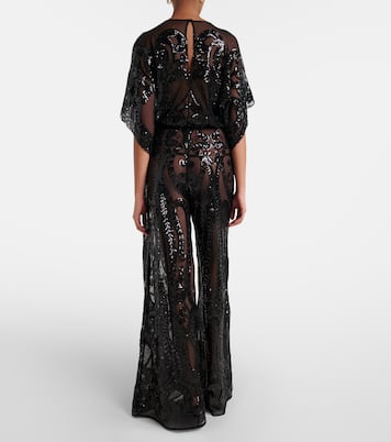 Jumpsuit Obie aus Mesh mit Pailletten | Norma Kamali
