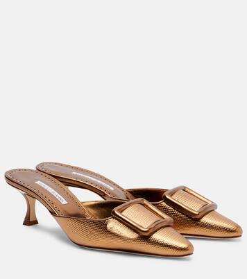 Maysale 50 metallic leather mules | Manolo Blahnik