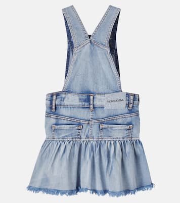 Embellished embroidered denim overalls | Monnalisa