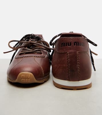 Plume leather sneakers  | Miu Miu