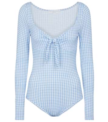 Jessie checked stretch-jersey bodysuit | Caroline Constas