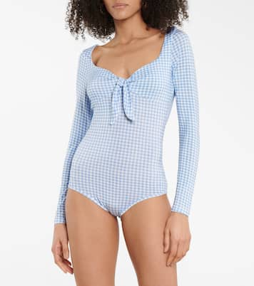 Jessie checked stretch-jersey bodysuit | Caroline Constas