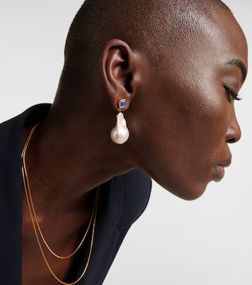 Boucles d’oreilles Mer Large en or vermeil 18 ct, lapis-lazuli et perles baroques | Sophie Buhai