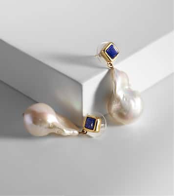 Boucles d’oreilles Mer Large en or vermeil 18 ct, lapis-lazuli et perles baroques | Sophie Buhai