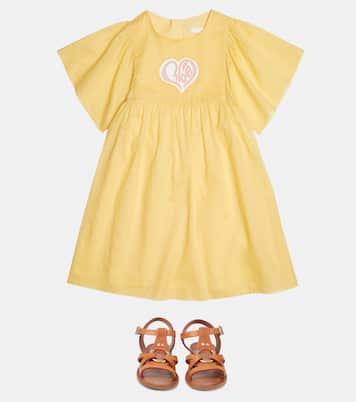Logo-embroidered cotton dress | Chloé Kids