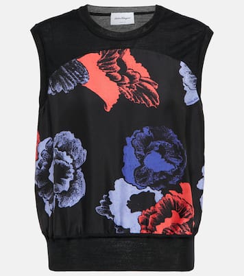 Top de lana y seda floral | Ferragamo