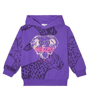 Logo-embroidered cotton jersey hoodie | Kenzo Kids