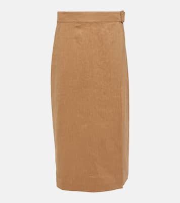 Buckle linen-blend wrap skirt | Vince