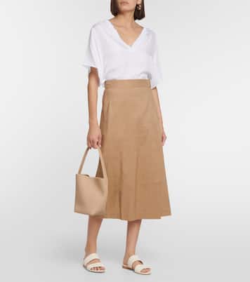 Buckle linen-blend wrap skirt | Vince