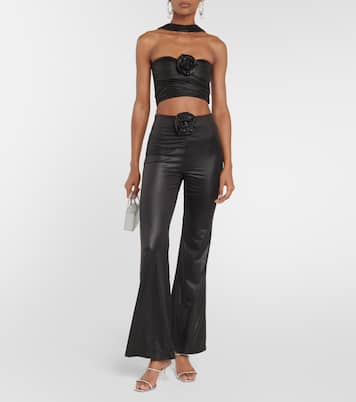 Floral-appliqué strapless crop top | Rotate