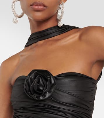 Floral-appliqué strapless crop top | Rotate