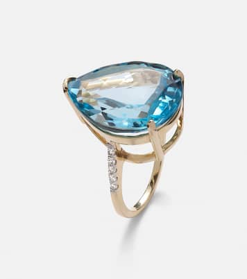 Bague en or 14 ct, topaze et diamants | Mateo