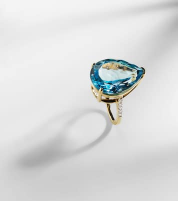 Bague en or 14 ct, topaze et diamants | Mateo