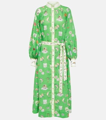 Bedrucktes Midikleid aus Leinen | Alémais