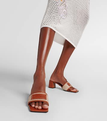 Mules Theia Barocco en raphia et cuir | Versace