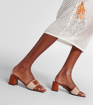 Mules Theia Barocco en raphia et cuir | Versace