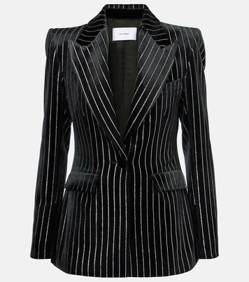 Blazer gessato in velluto con cristalli | Alex Perry