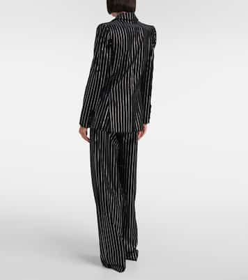 Blazer gessato in velluto con cristalli | Alex Perry