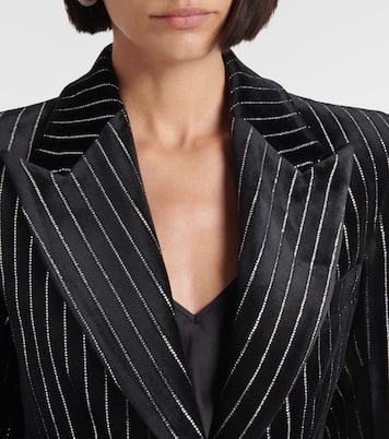 Blazer gessato in velluto con cristalli | Alex Perry