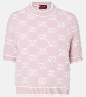 Top de bouclé de lana con GG en jacquard | Gucci