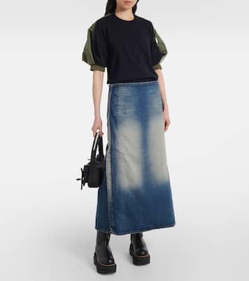 T-shirt in jersey di cotone con twill | Sacai