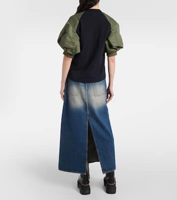 T-shirt in jersey di cotone con twill | Sacai