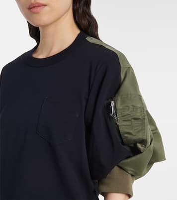 T-shirt in jersey di cotone con twill | Sacai