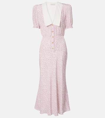 Robe midi en soie à fleurs | Alessandra Rich