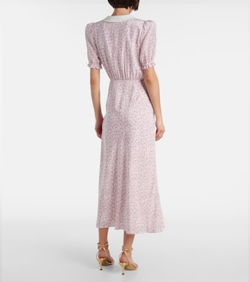 Robe midi en soie à fleurs | Alessandra Rich