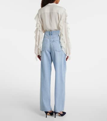 Franka pleated mid-rise wide-leg jeans | Agolde