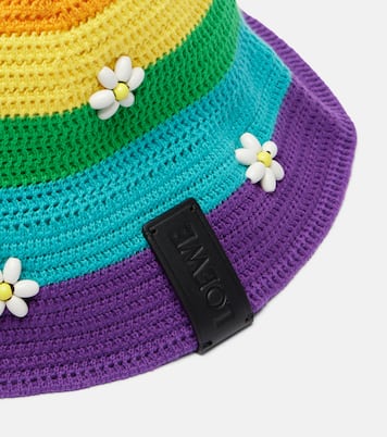 Cappello da pescatore Daisy in misto cotone con perline | Loewe