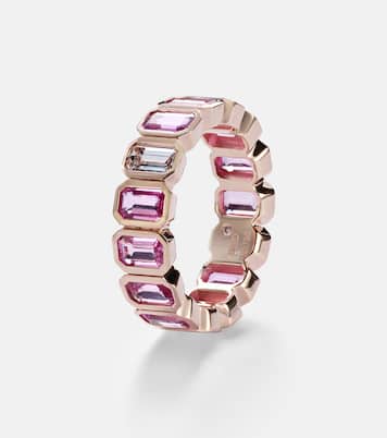 18kt rose gold ring with pink sapphires and diamond | Shay Jewelry