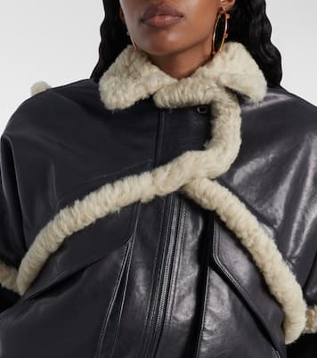 Shearling-trimmed leather bomber jacket  | Magda Butrym