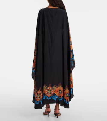 Magic caped floral silk maxi dress | La DoubleJ