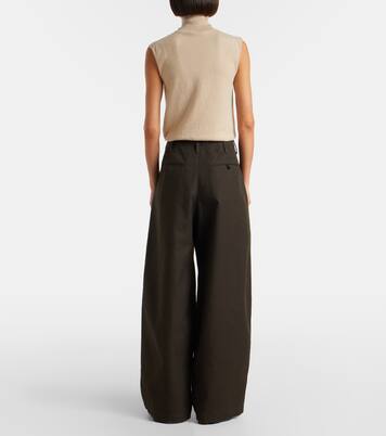 High-rise cotton twill wide-leg pants | Lemaire